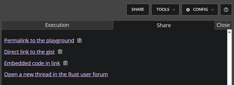 Rust Playground SHARE